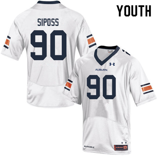 Auburn Tigers Youth Arryn Siposs #90 White Under Armour Stitched College 2019 NCAA Authentic Football Jersey PIV3574ML